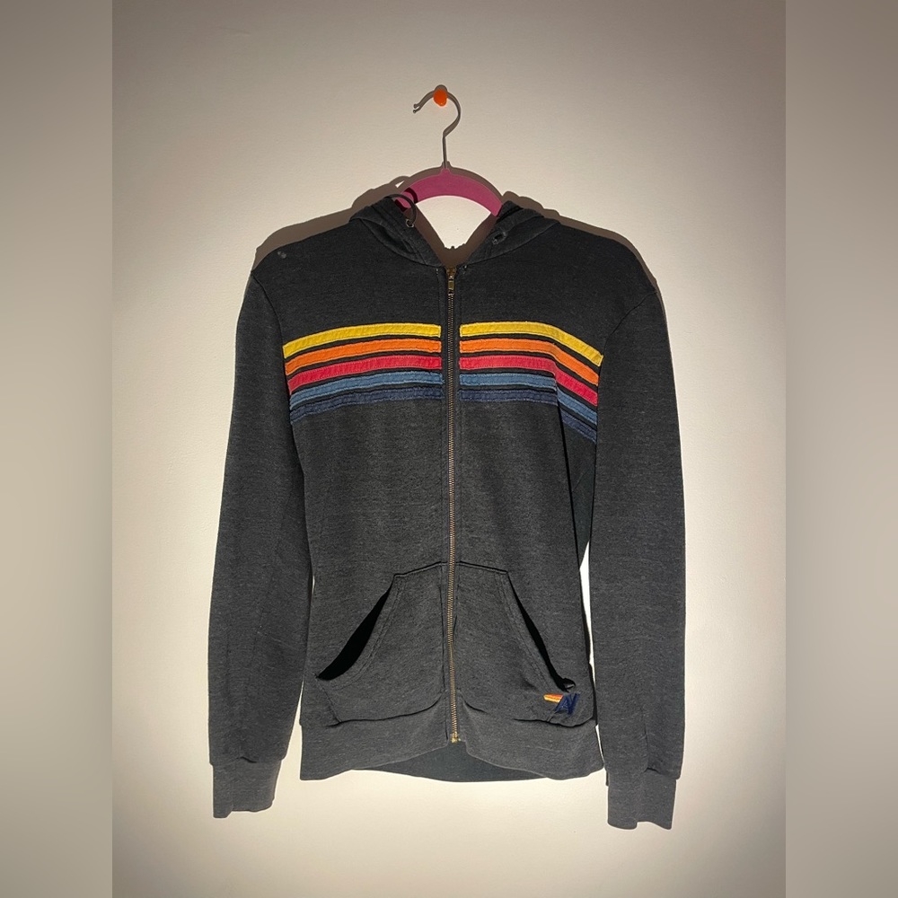 Aviator Nation 5 Stripe Navy Hoodie Size S